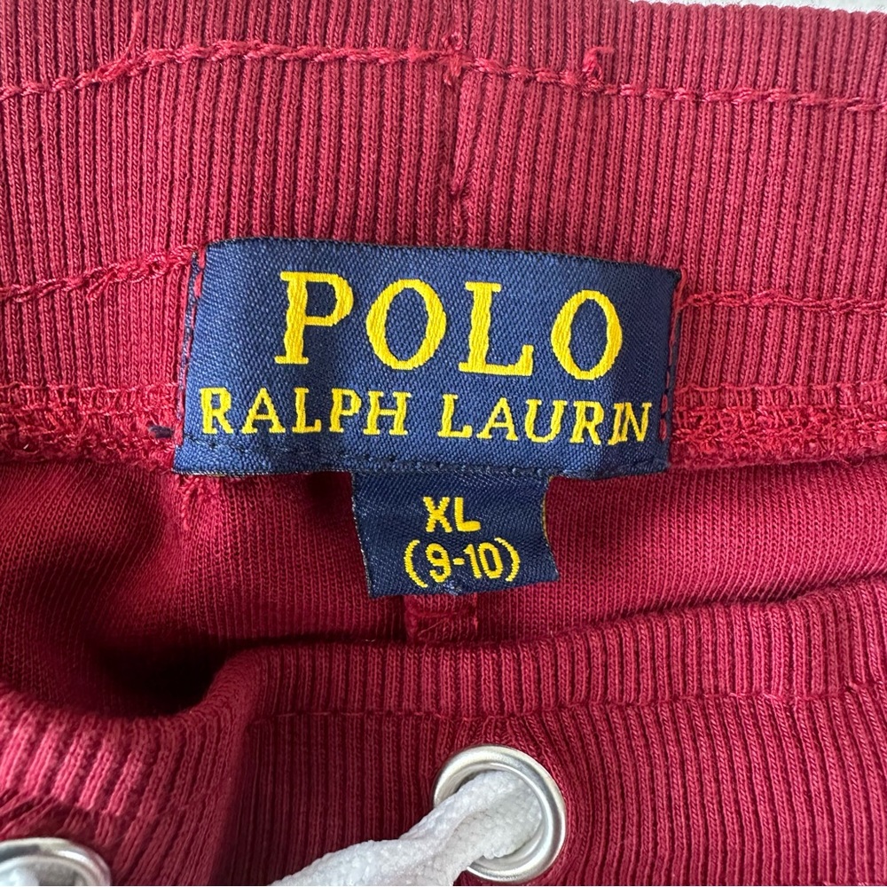 *3/$20* POLO RALPH LAUREN Color Block Logo Sweatpants Shorts XL 9-10 Burgundy - Picture 5 of 6
